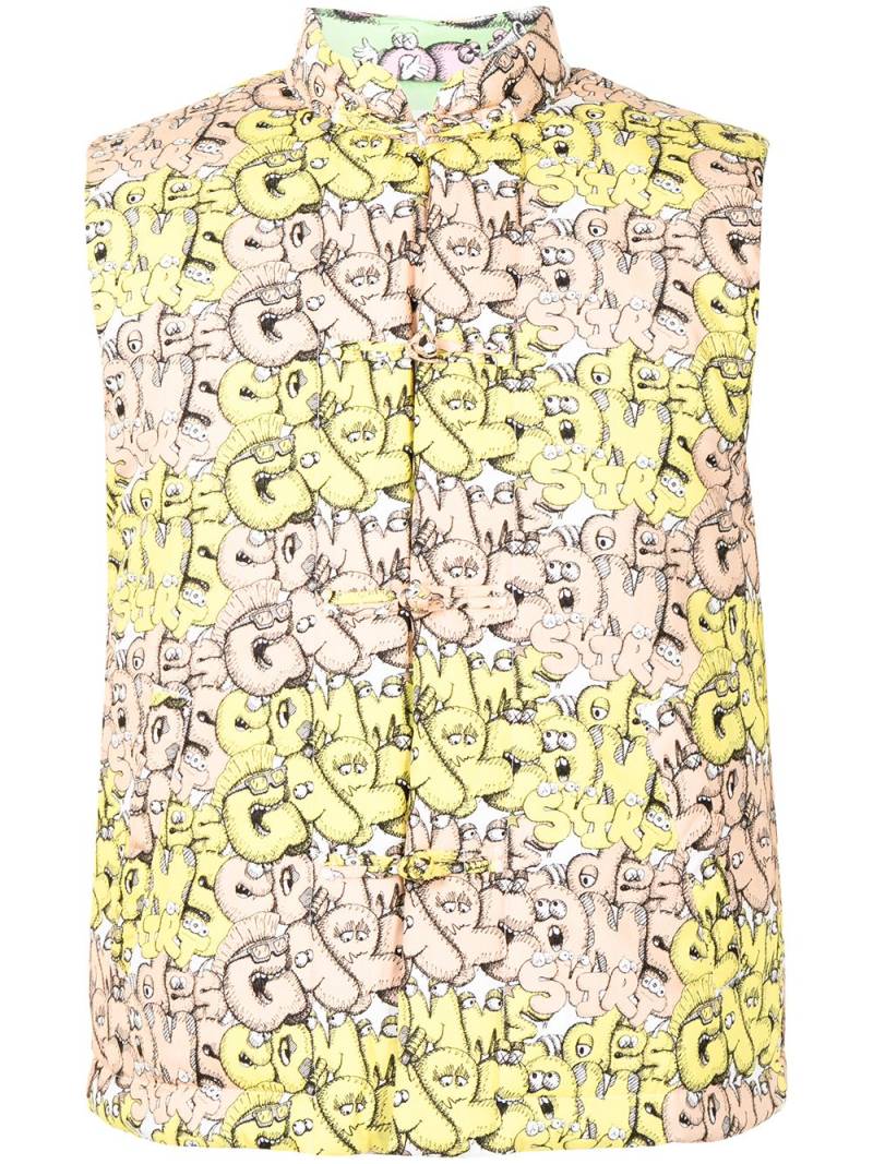 Comme Des Garçons Shirt logo-print padded gilet - Yellow von Comme Des Garçons Shirt