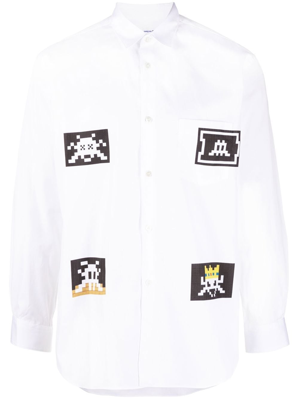 Comme Des Garçons Shirt motif-print cotton shirt - White von Comme Des Garçons Shirt