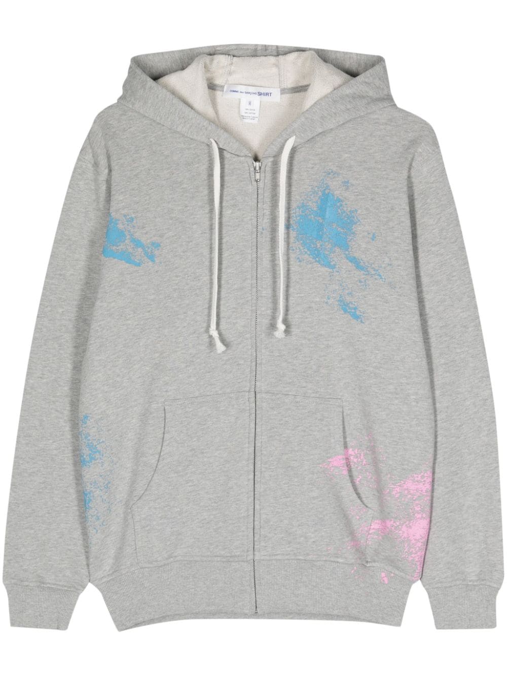 Comme Des Garçons Shirt paint splatter cotton zip-up hoodie - Grey von Comme Des Garçons Shirt