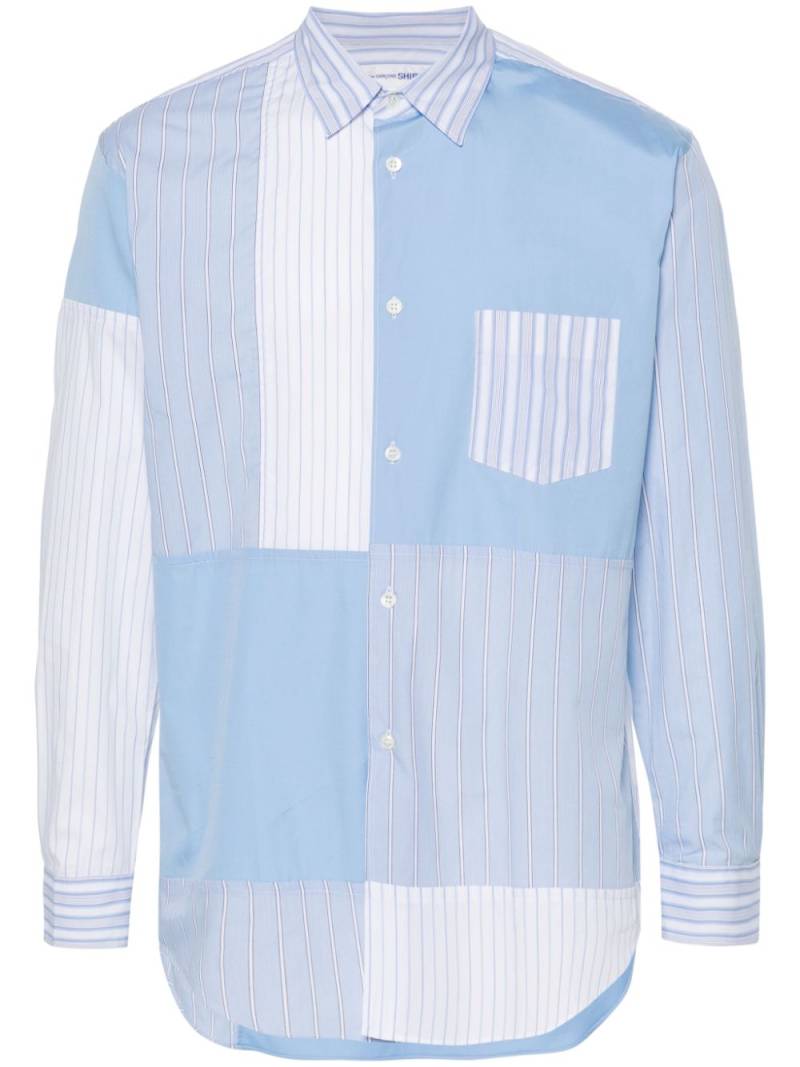 Comme Des Garçons Shirt panelled striped poplin shirt - White von Comme Des Garçons Shirt