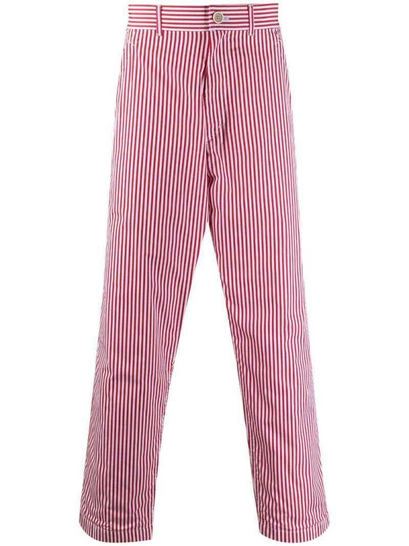 Comme Des Garçons Shirt pinstriped button-tab straight-leg trousers - Red von Comme Des Garçons Shirt