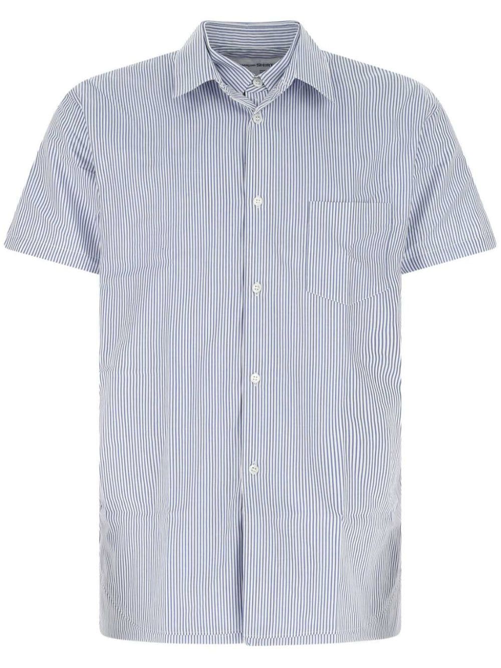 Comme Des Garçons Shirt striped cotton short-sleeve shirt - Blue von Comme Des Garçons Shirt