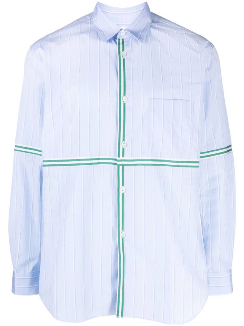 Comme Des Garçons Shirt striped-trim cotton shirt - Blue von Comme Des Garçons Shirt