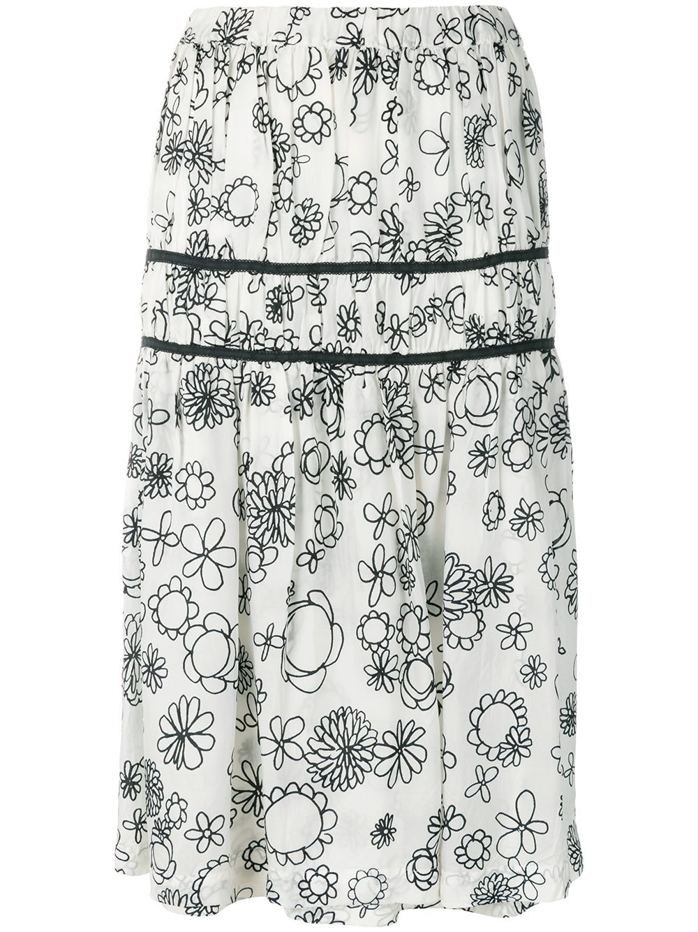 Comme Des Garçons Pre-Owned floral gathered skirt - White von Comme Des Garçons Pre-Owned