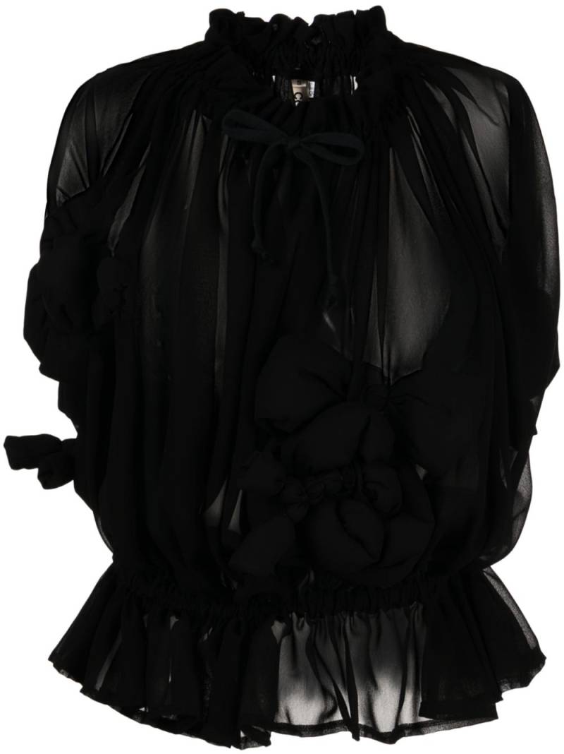 Comme Des Garçons bow-detail semi-sheer blouse - Black von Comme Des Garçons