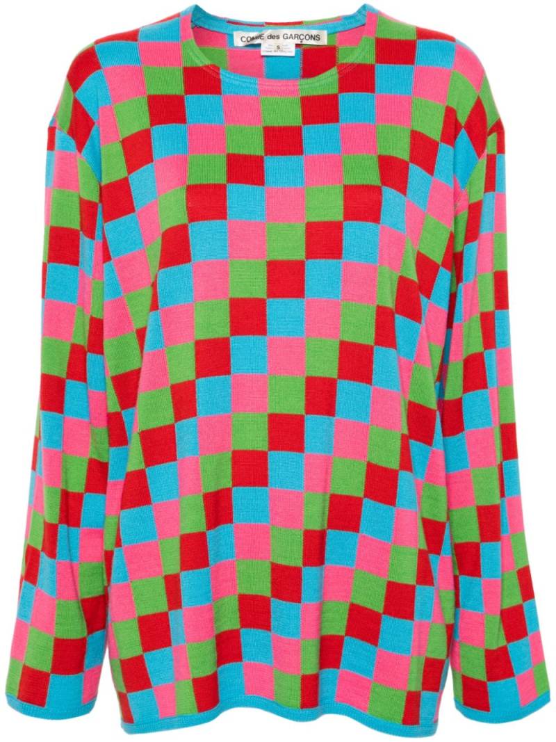 Comme Des Garçons checked fisherman's-knit jumper - Pink von Comme Des Garçons