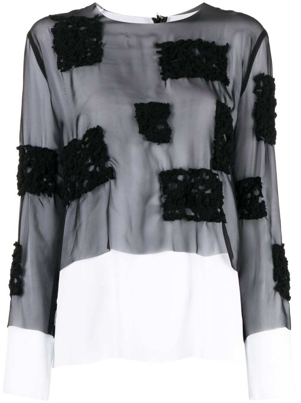 Comme Des Garçons crochet-knit sheer blouse - Black von Comme Des Garçons