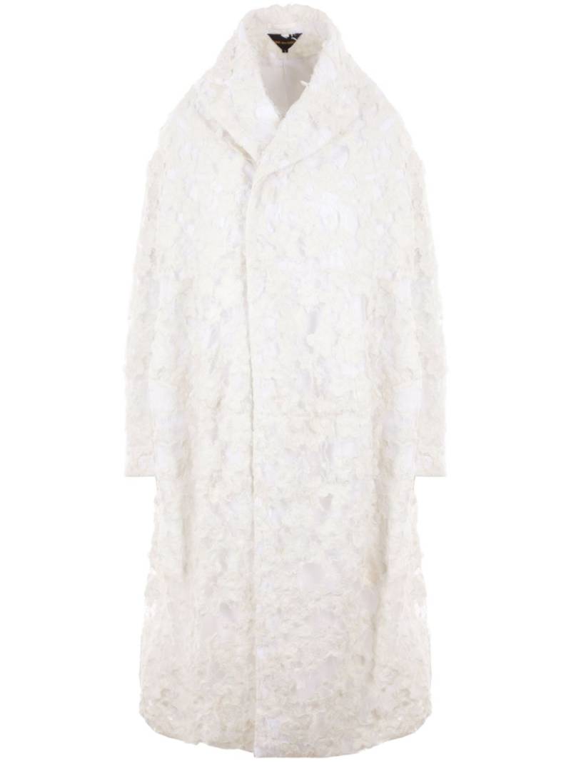 Comme Des Garçons distressed-lace long coat - White von Comme Des Garçons