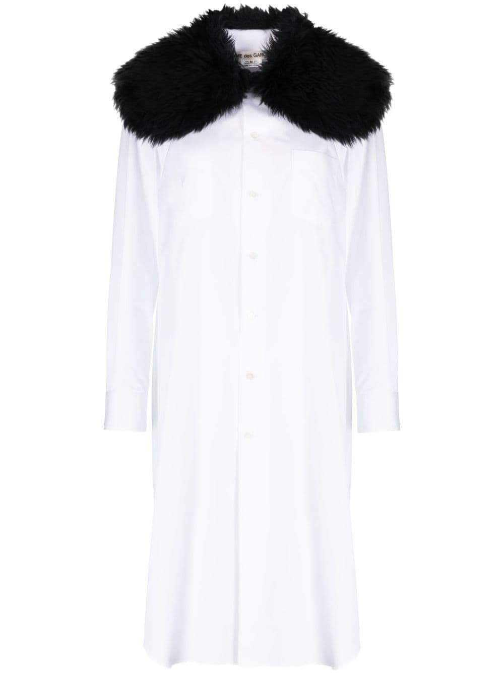 Comme Des Garçons fur-collar midi shirtdress - White von Comme Des Garçons