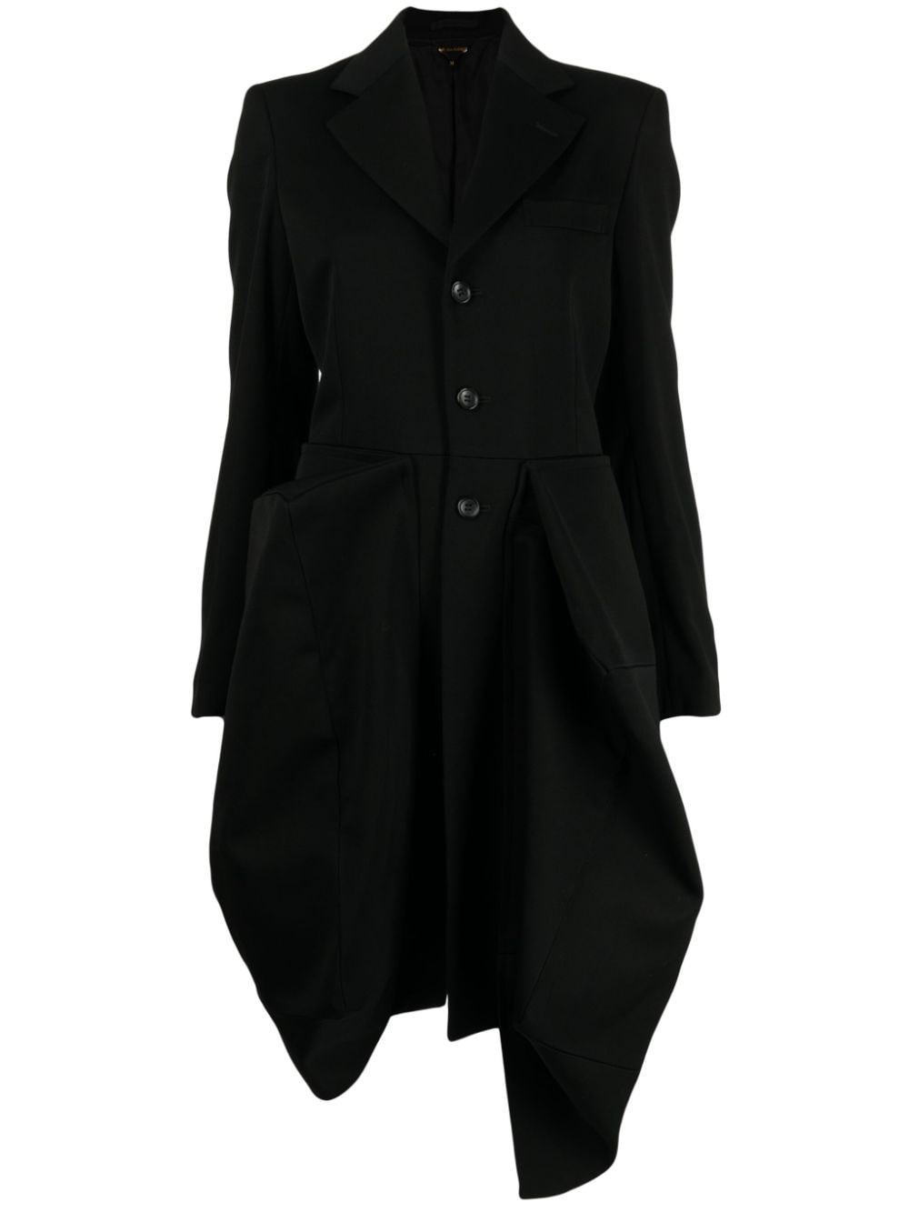 Comme Des Garçons gathered asymmetric single-breasted coat - Black von Comme Des Garçons