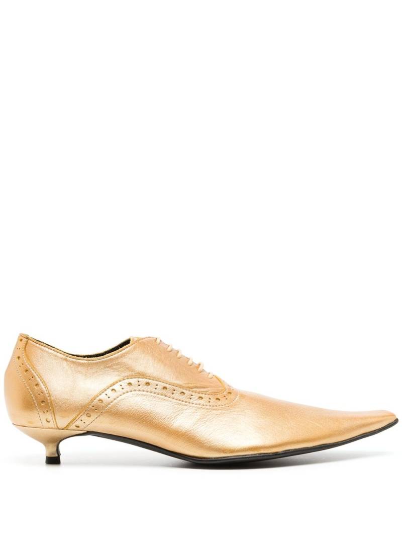 Comme Des Garçons kitten heel pointed-toe brogues - Gold von Comme Des Garçons