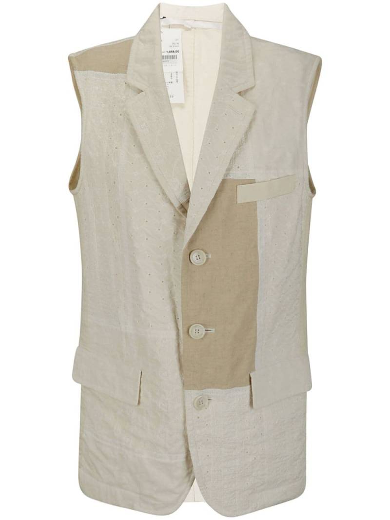 Comme Des Garçons patchwork-design single-breasted vest - Neutrals von Comme Des Garçons