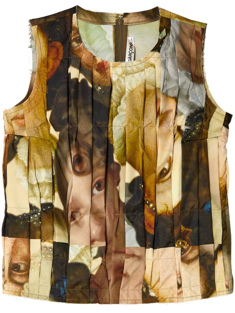 Comme Des Garçons pleated painterly-print tank top - Brown von Comme Des Garçons