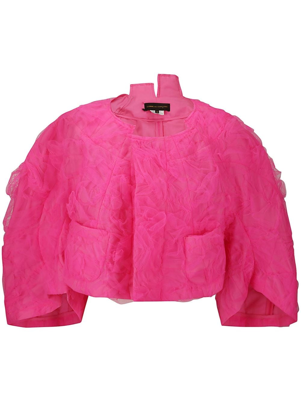Comme Des Garçons tulle-overlay cropped jacket - Pink von Comme Des Garçons