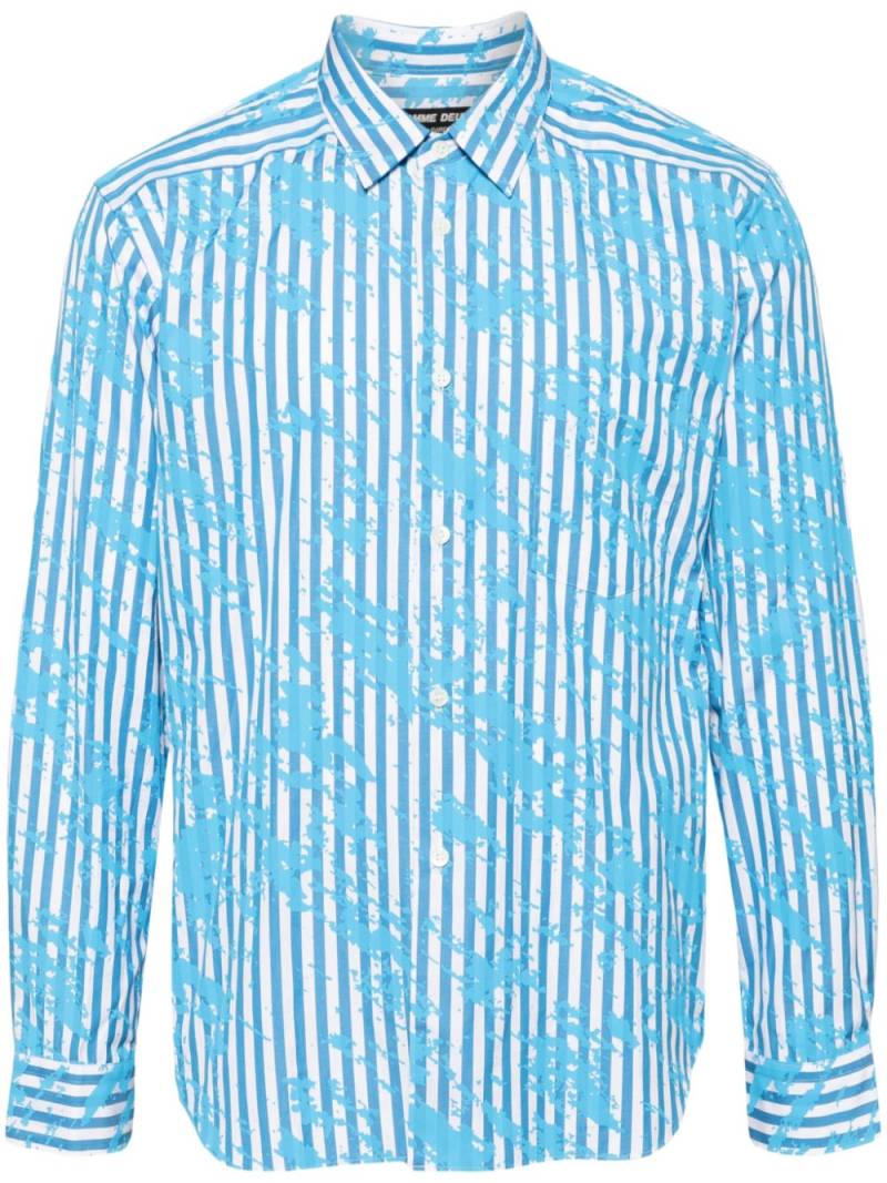 Comme des Garçons Homme Deux paint-splatter striped shirt - Blue von Comme des Garçons Homme Deux