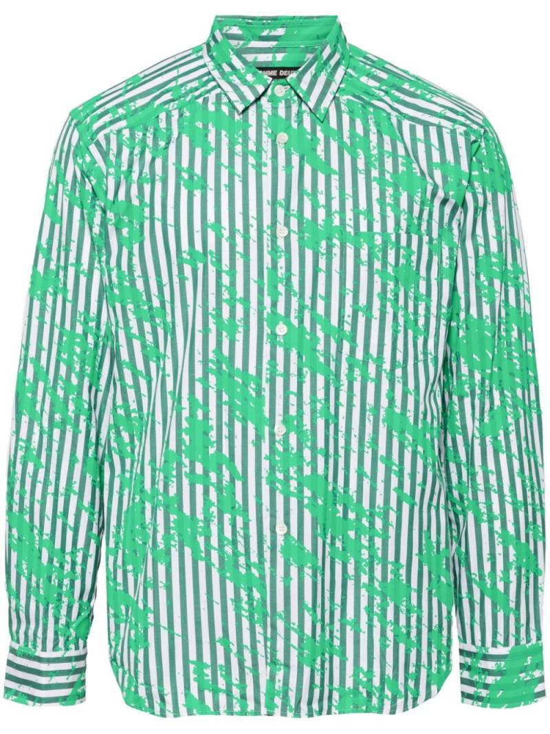 Comme des Garçons Homme Deux paint-splatter striped shirt - Green von Comme des Garçons Homme Deux