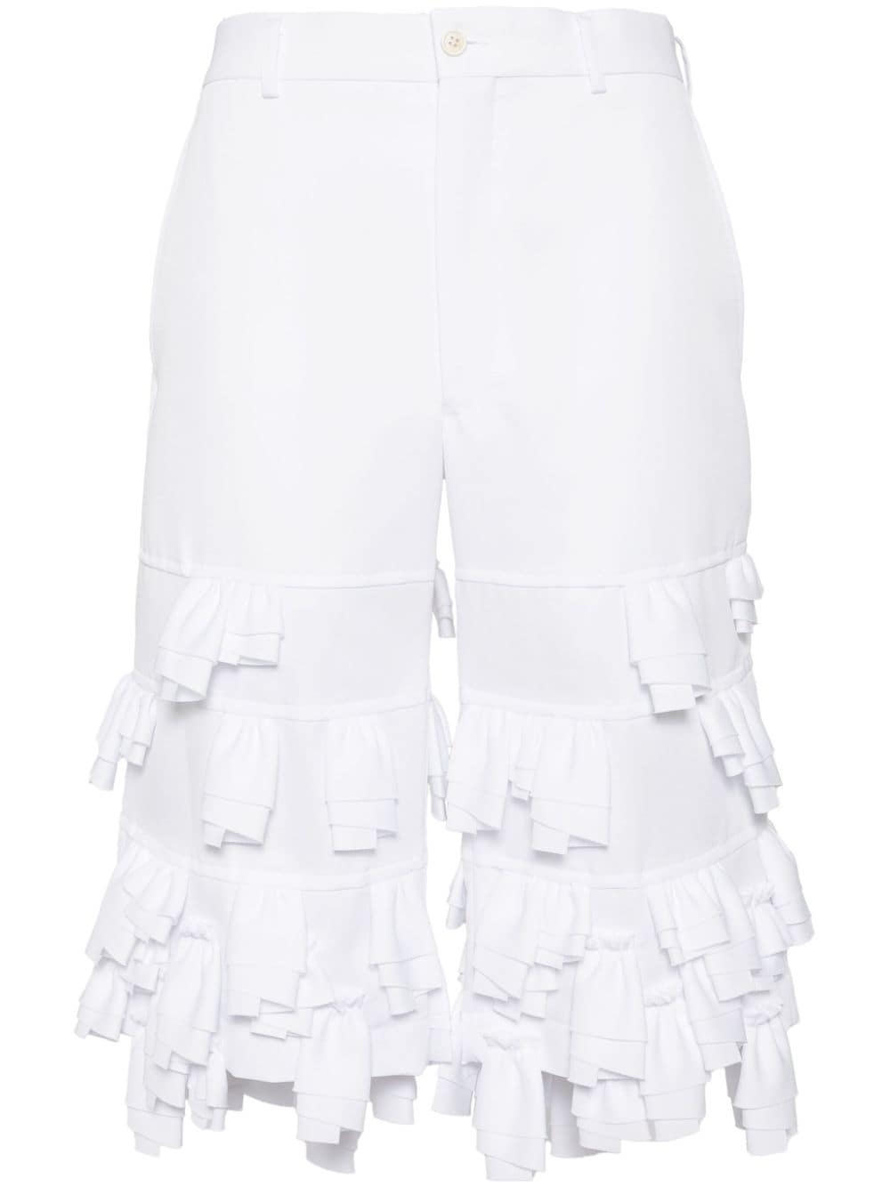 Comme des Garçons Homme Plus ruffle layered tailored short - White von Comme des Garçons Homme Plus