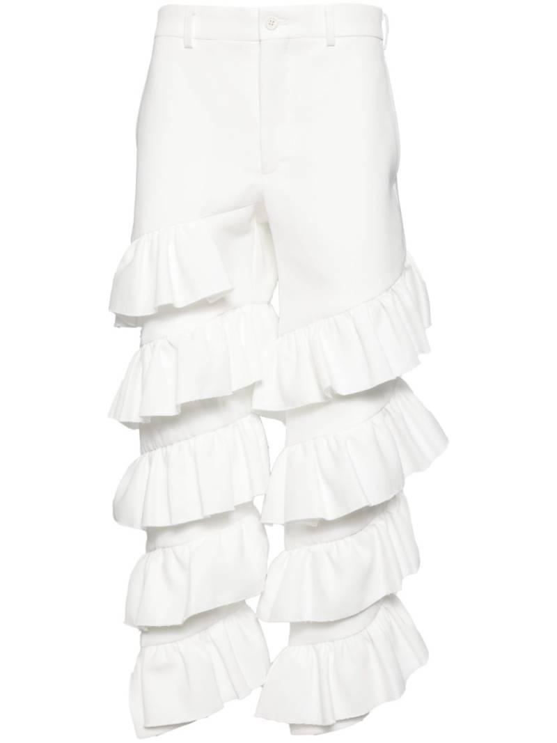 Comme des Garçons Homme Plus ruffled crop trousers - White von Comme des Garçons Homme Plus