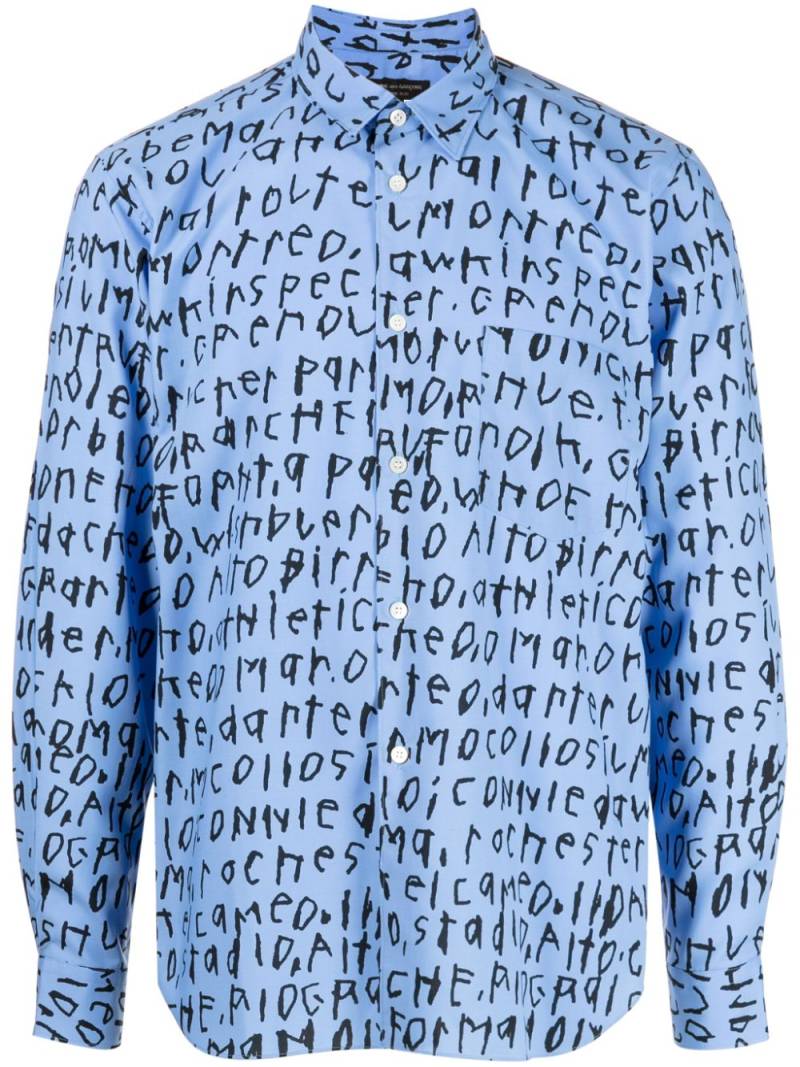 Comme des Garçons Homme Plus text-print classic-collar shirt - Blue von Comme des Garçons Homme Plus