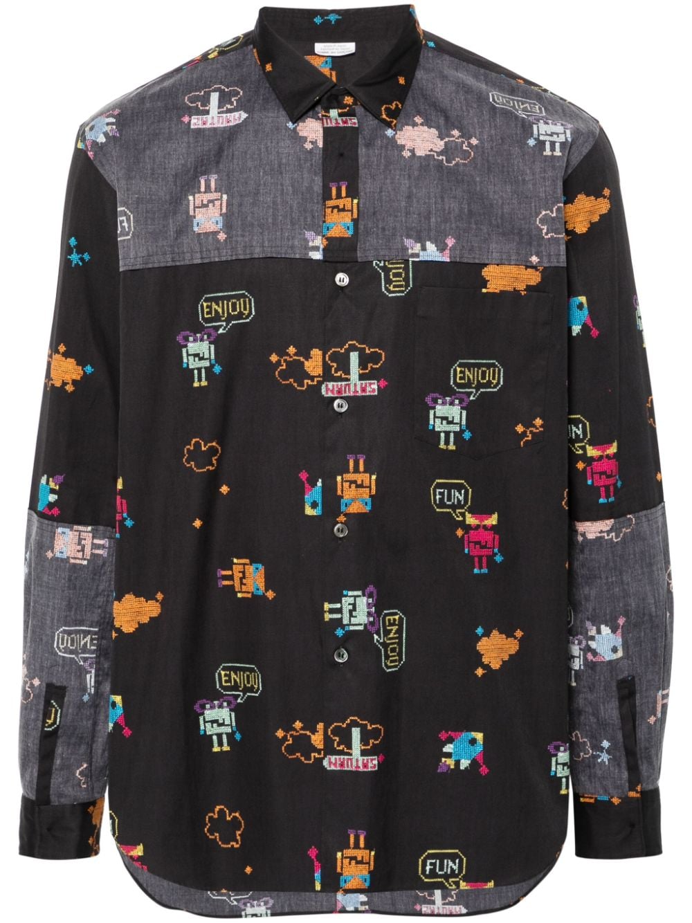 Comme des Garçons Homme cross-stitch-print cotton shirt - Black von Comme des Garçons Homme