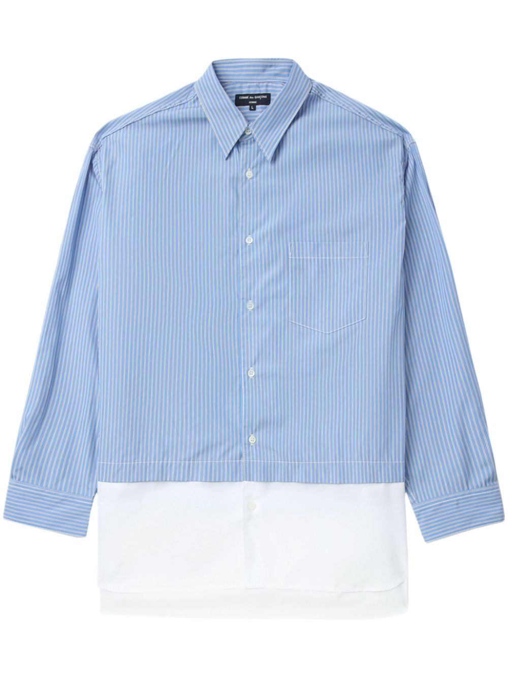 Comme des Garçons Homme layered-hem striped shirt - Blue von Comme des Garçons Homme