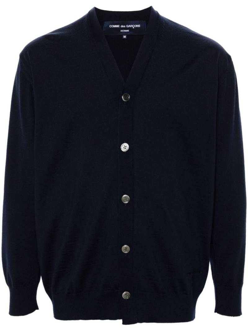 Comme des Garçons Homme logo-embroidered wool cardigan - Blue von Comme des Garçons Homme