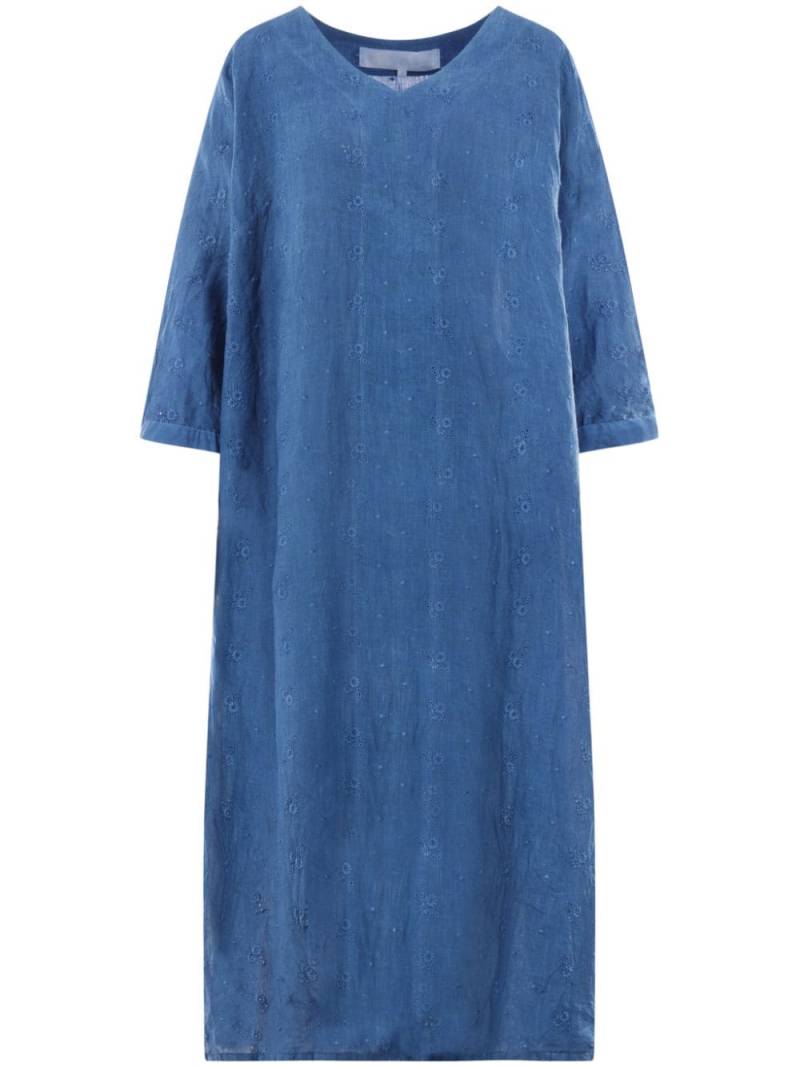 Comme des Garçons TAO floral-embroidered linen dress - Blue von Comme des Garçons TAO