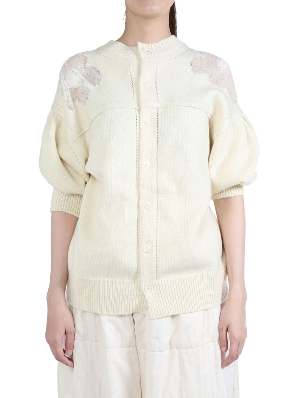 Comme des Garçons TAO floral-print knit cardigan - Neutrals von Comme des Garçons TAO