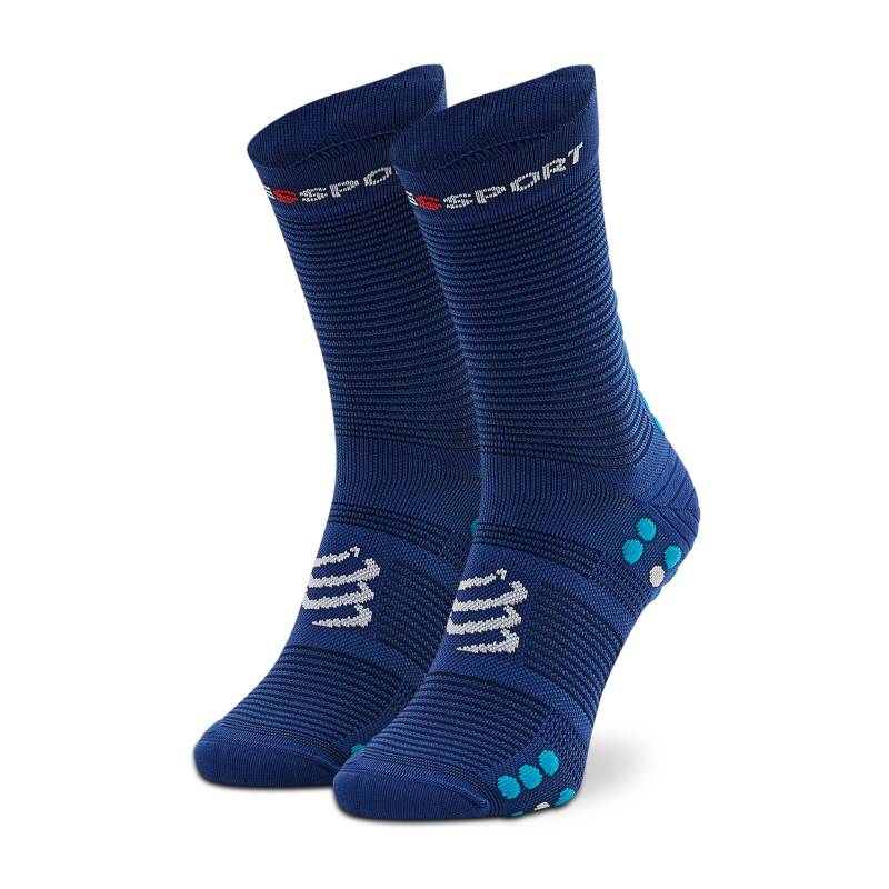 Hohe Unisex-Socken Compressport Pro Racing Socks V4.0 Run High XU00046B_533 Dunkelblau von Compressport