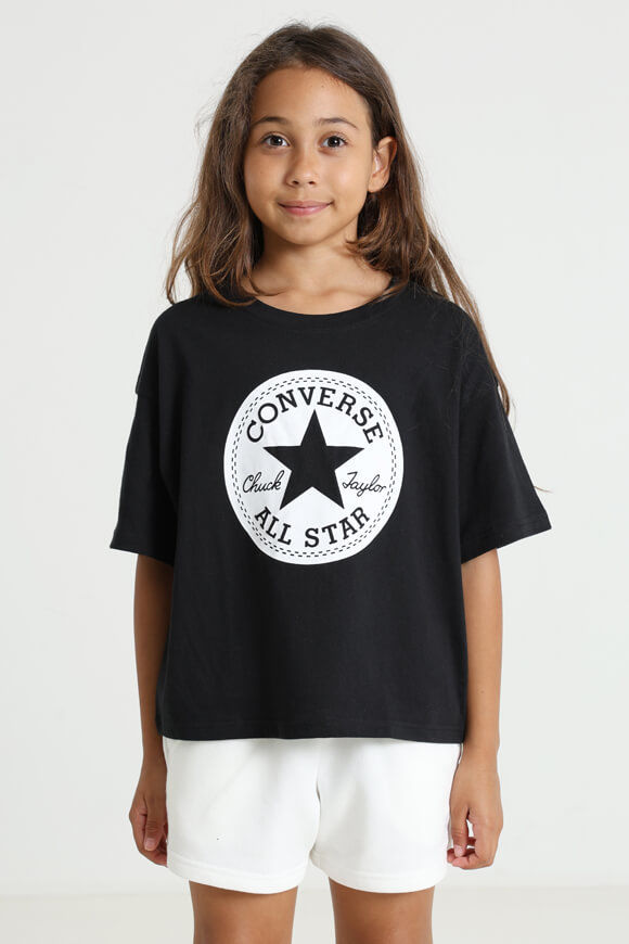 Converse Signature Chuck Crop T-Shirt | Black | Mädchen  | L von Converse