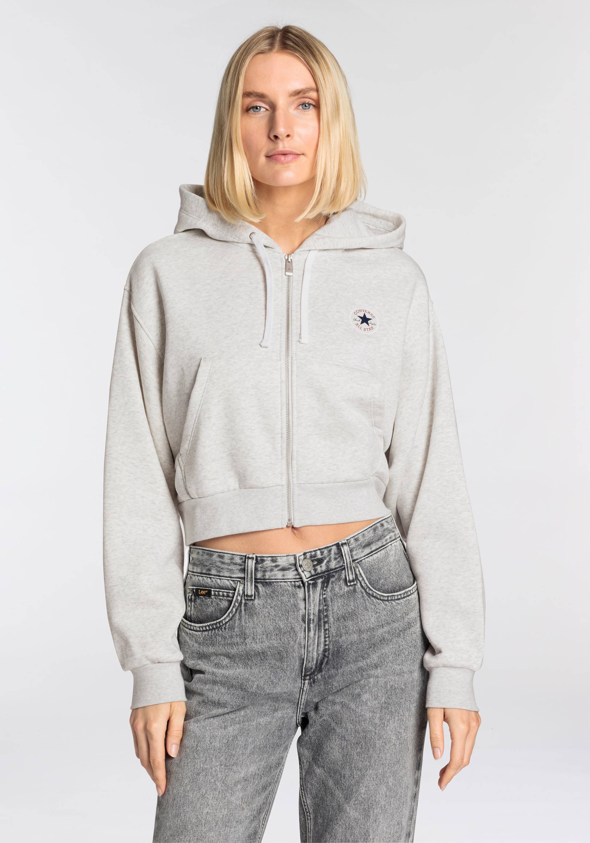 Converse Sweatjacke »WOMEN'S CONVERSE RETRO FULL-ZIP HOODIE«, cropped Converse Sweatjacke »WOMEN'S CONVERSE RETRO FULL-ZIP HOODIE«, cropped von Converse