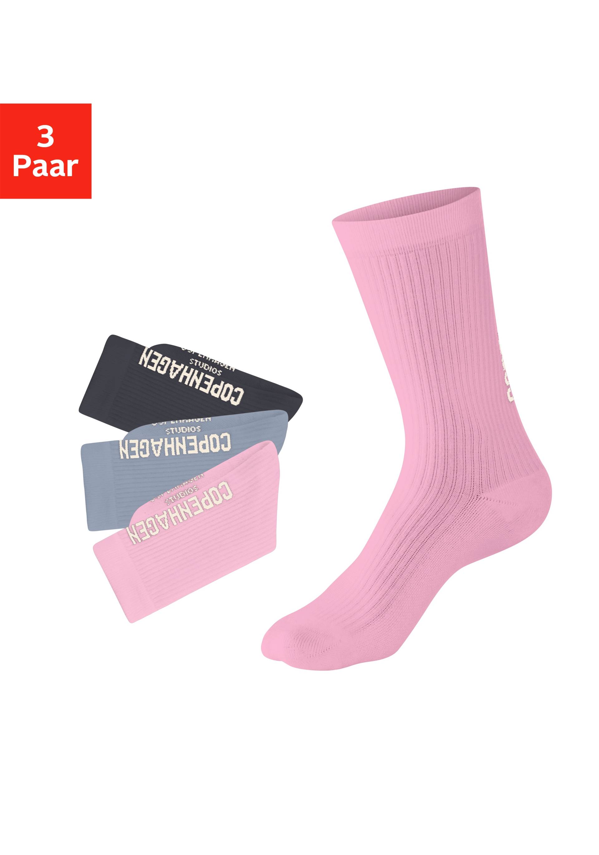 Copenhagen Studios Tennissocken, (Packung, 3 Paar), mit grossem Schriftzug von Copenhagen Studios
