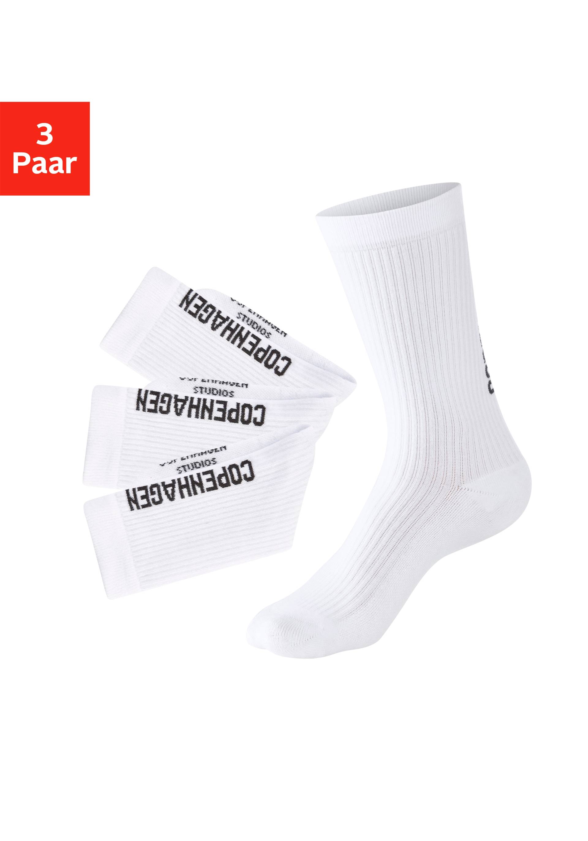 Copenhagen Studios Tennissocken, (Packung, 3 Paar), mit grossem Schriftzug von Copenhagen Studios