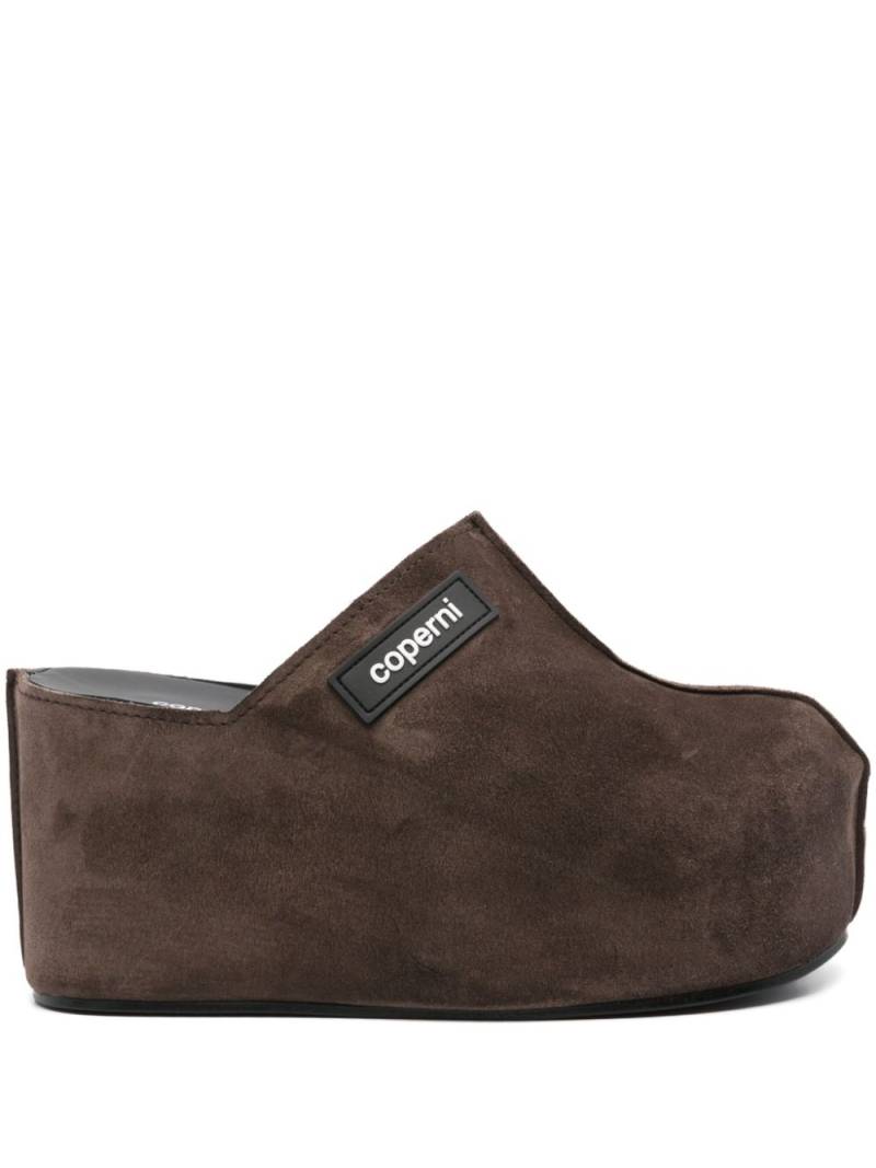 Coperni 90mm branded wedge clog - Brown von Coperni