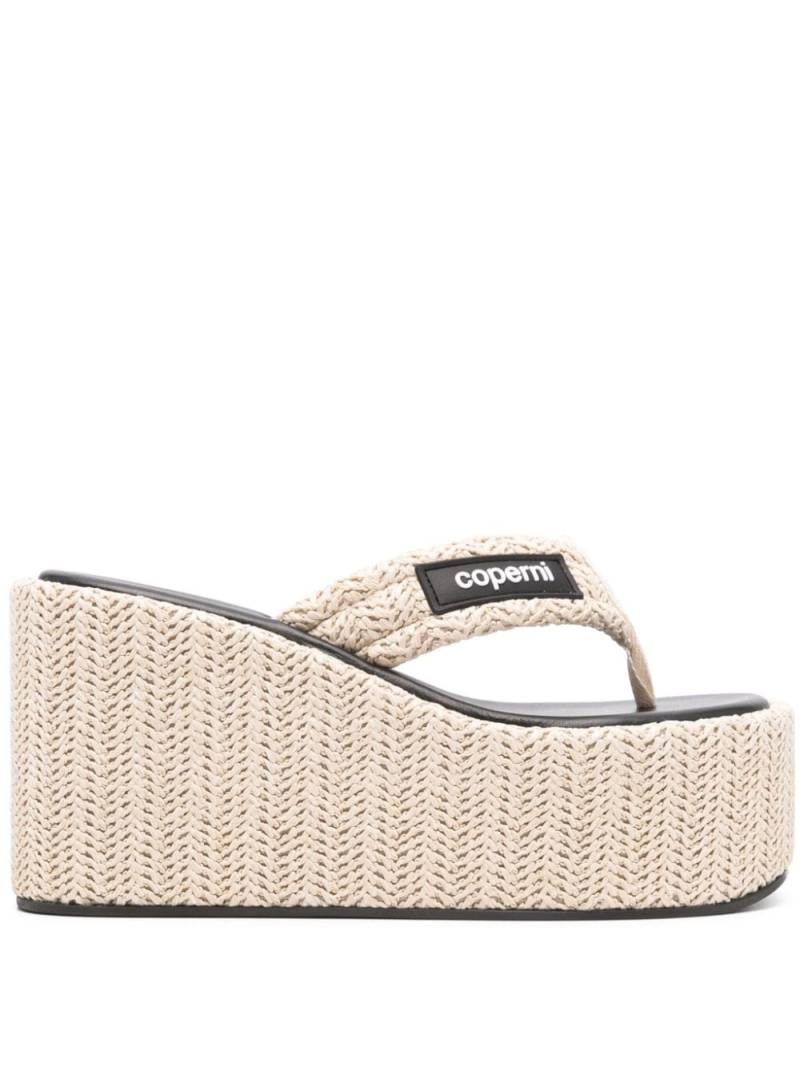 Coperni 95mm raffia wedge sandals - Neutrals von Coperni