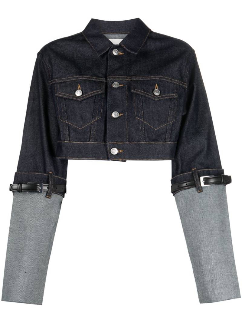 Coperni contrast-sleeve cropped denim jacket - Blue von Coperni