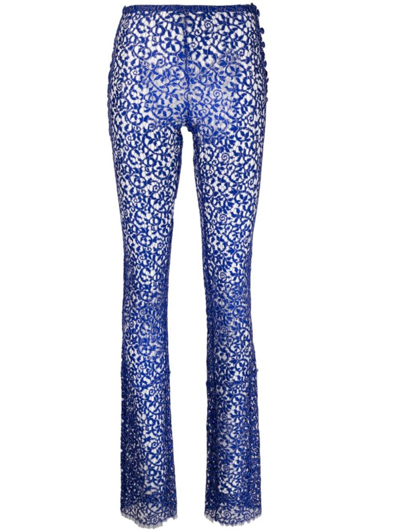 Coperni corded-lace flared trousers - Blue von Coperni