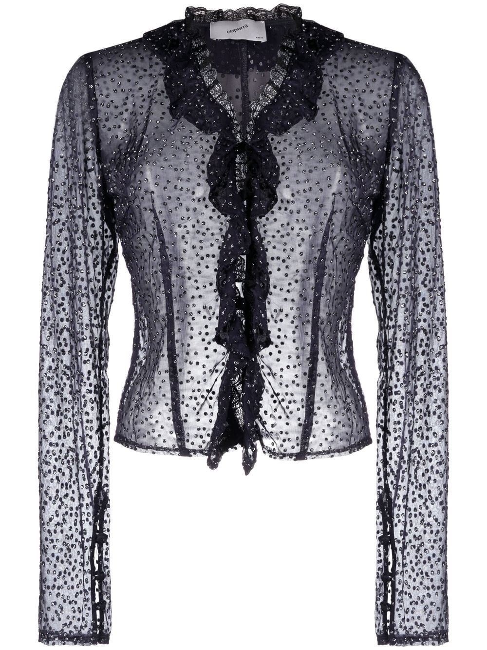 Coperni crystal embellished sheer blouse - Blue von Coperni