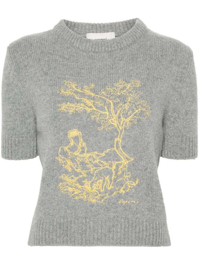 Coperni embroidered knitted T-shirt - Grey von Coperni