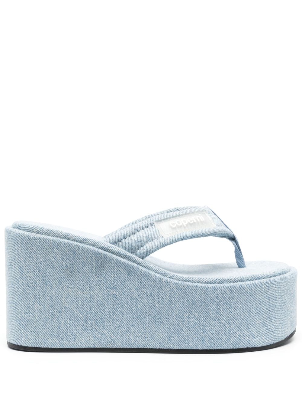 Coperni logo-patch 100mm denim flip-flops - Blue von Coperni