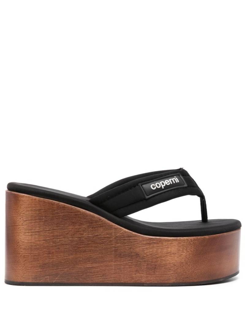 Coperni logo-patch wooded-platform sandals - Black von Coperni