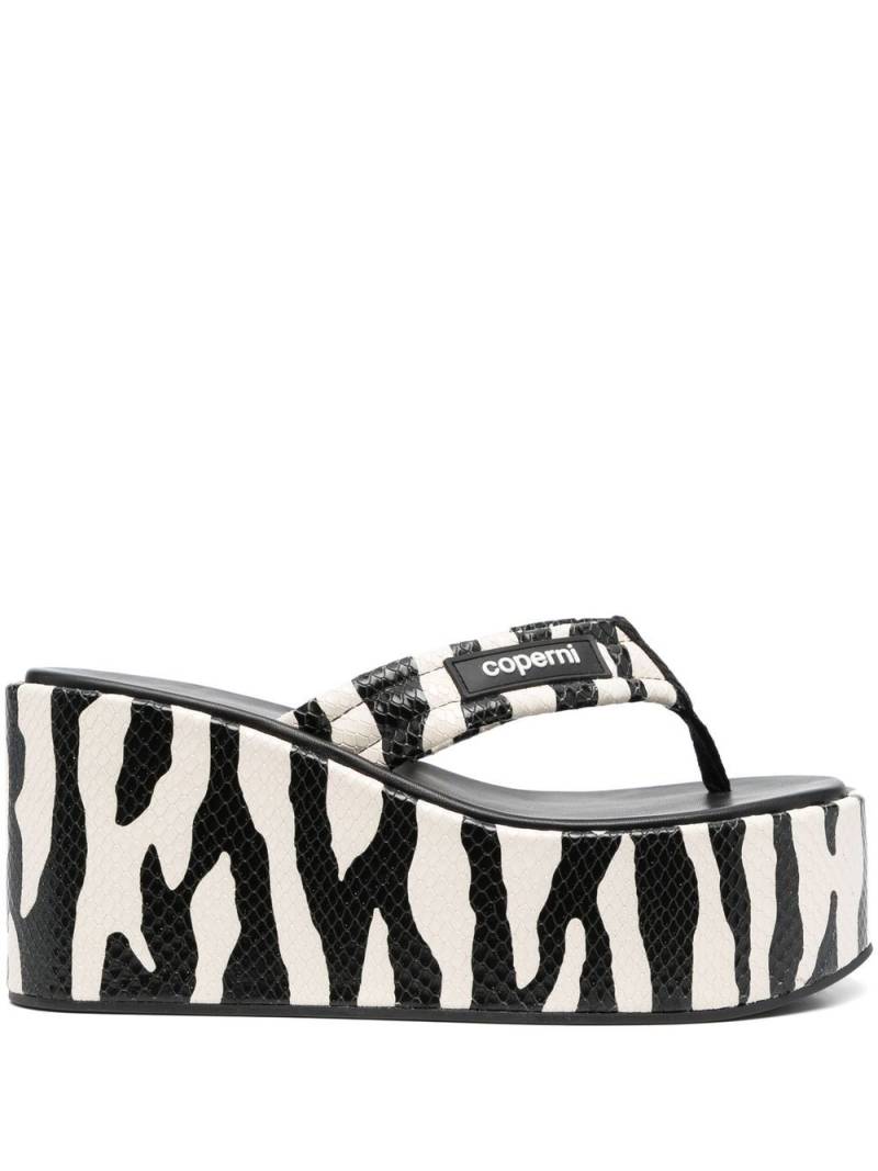 Coperni zebra-print 100mm wedge sandals - Black von Coperni