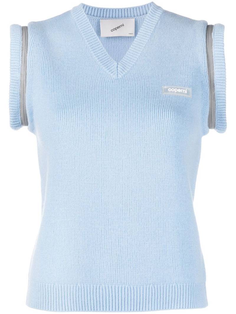 Coperni zip-embellished V-neck vest - Blue von Coperni