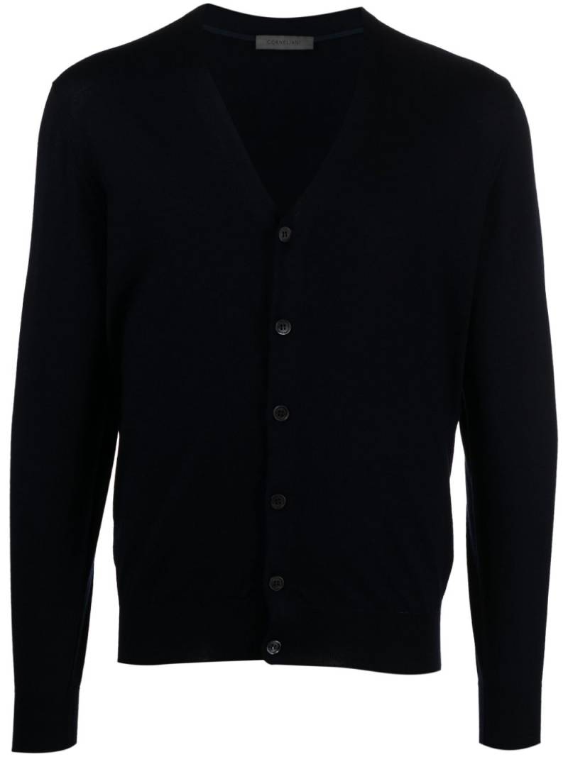 Corneliani V-neck vigin wool cardigan - Blue von Corneliani