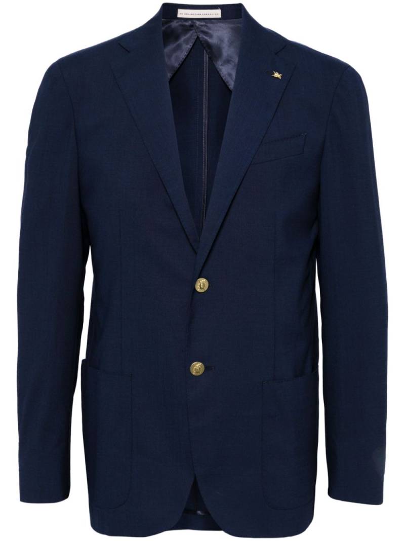 Corneliani brooch-detail single-breasted blazer - Blue von Corneliani