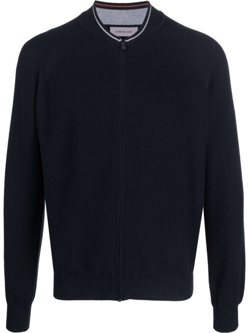 Corneliani crew-neck zip-up jumper - Blue von Corneliani