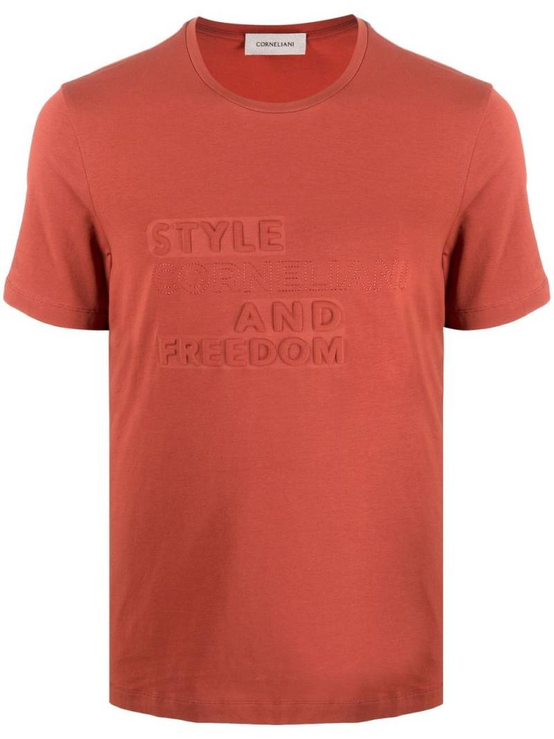 Corneliani slogan-embossed logo T-shirt - Red von Corneliani