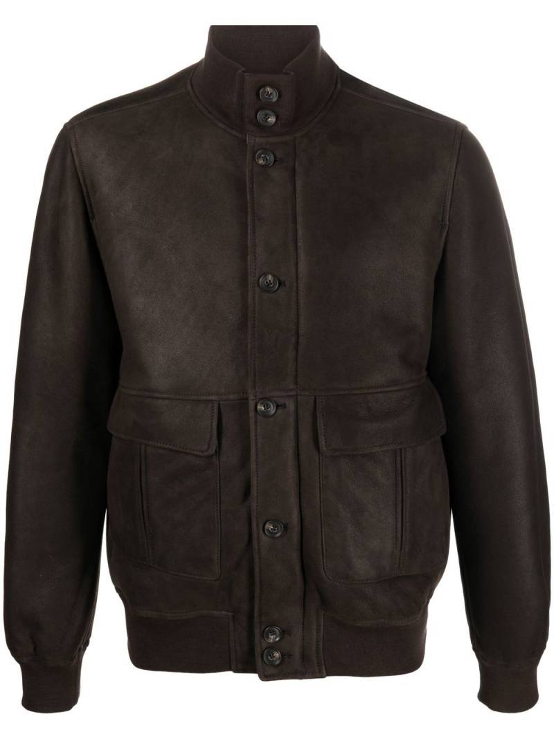 Corneliani funnel-collar sheepskin jacket - Brown von Corneliani