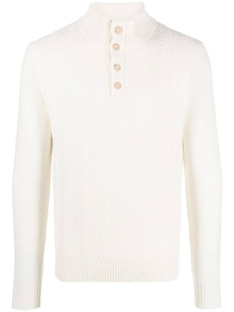 Corneliani herringbone mock-neck jumper - Neutrals von Corneliani