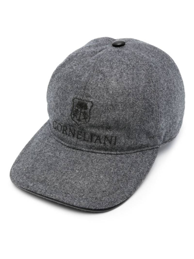 Corneliani logo-embroidered virgin wool cap - Grey von Corneliani